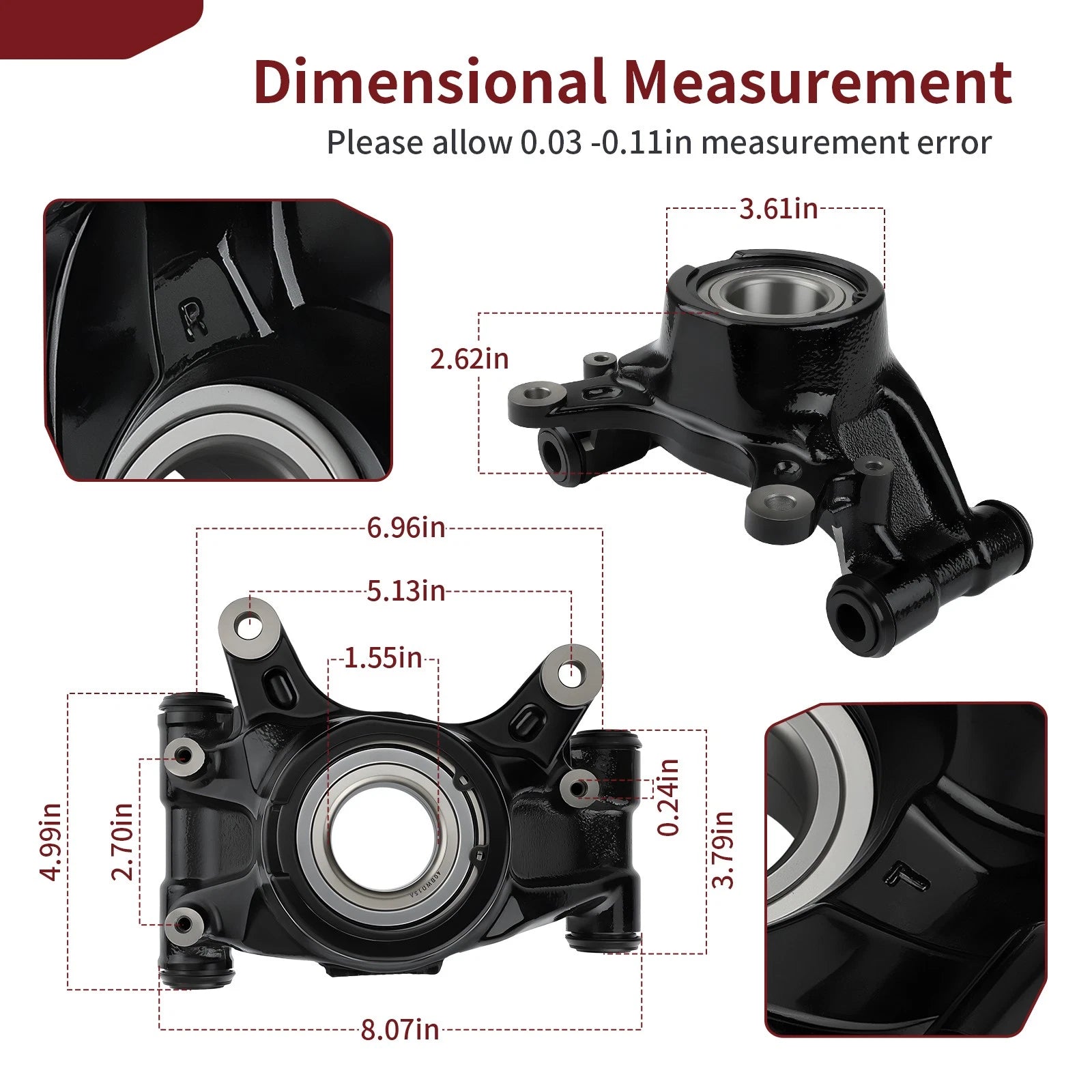 Rear Left Right Knuckle Kit & Bearing for Honda Pioneer 1000 (2016–2024)