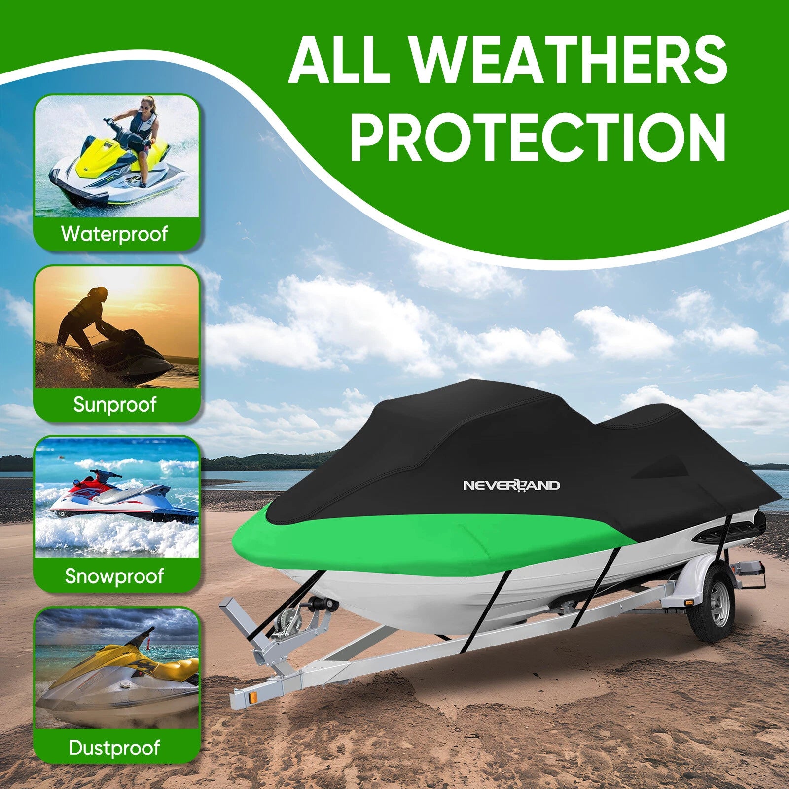 Watercraft Jet Ski Cover Waterproof Outdoor UV Dust Rain Snow Protector