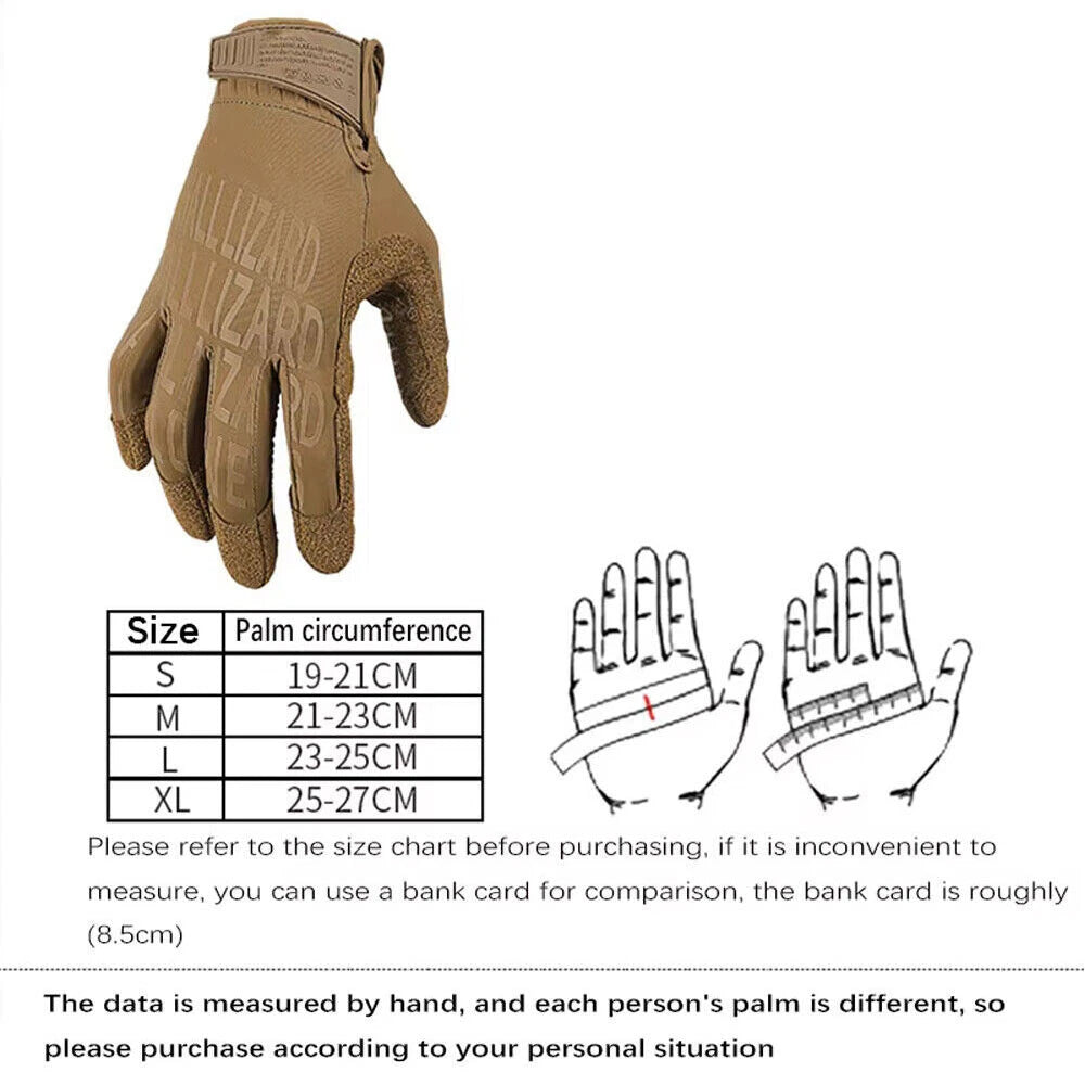Tactical Touch Screen Full Finger Motorcycle Gloves - Anti Slip, Breathable