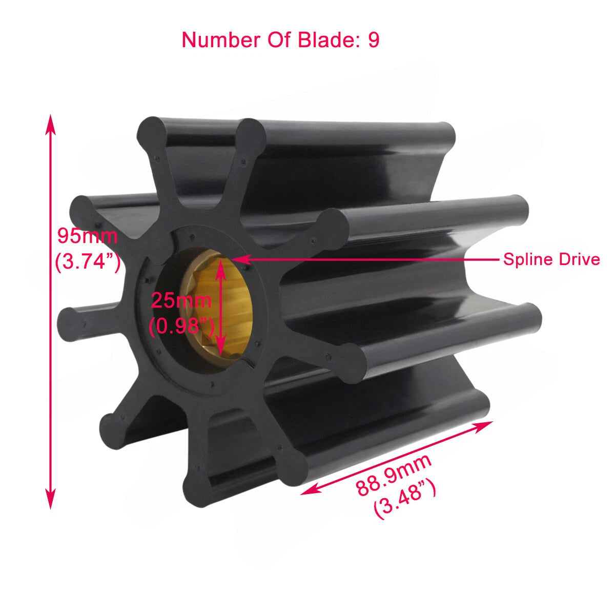 Water Pump Impeller Kit 09-802B 6760-0001 18-3304 for Johnson Jabsco (N/A)