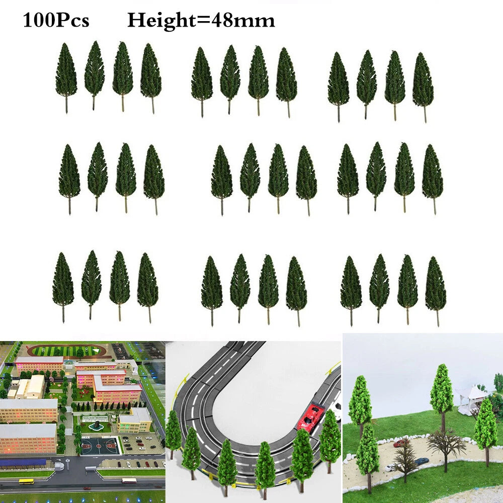 100Pcs 4.8cm Pine Trees for N-Scale Train Railroad Layout