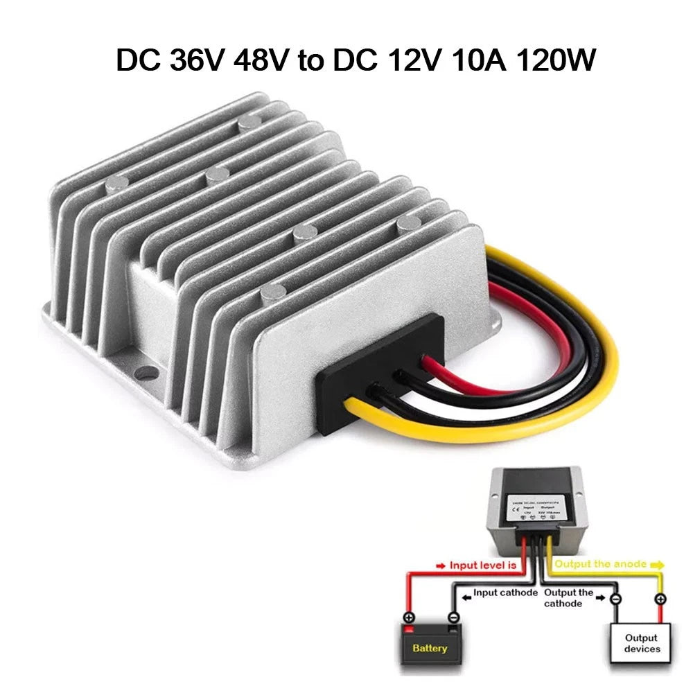 48V to 12V 10A Voltage Reducer Converter for Golf Cart (Waterproof)