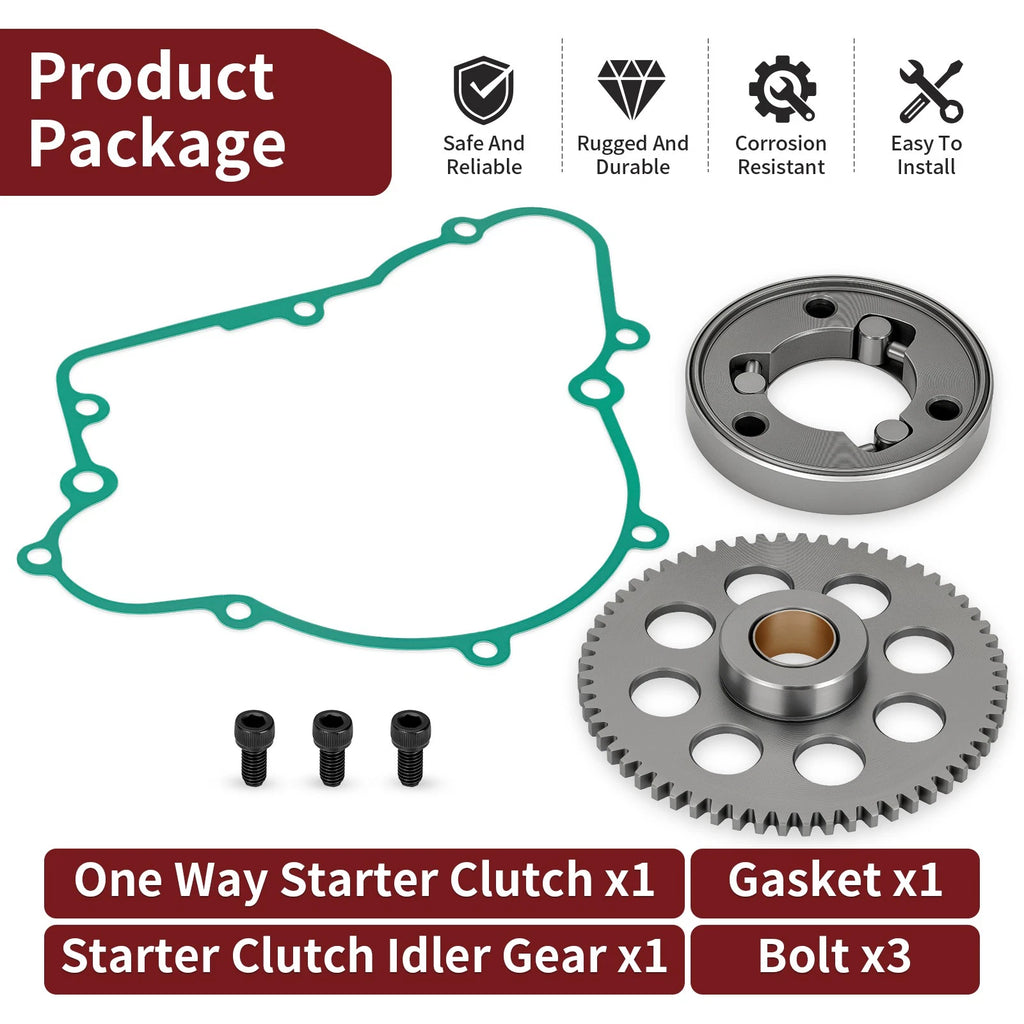 Starter Clutch One Way Bearing Idler Gear Gasket for Kawasaki Bayou 220-250 (1990-2004)