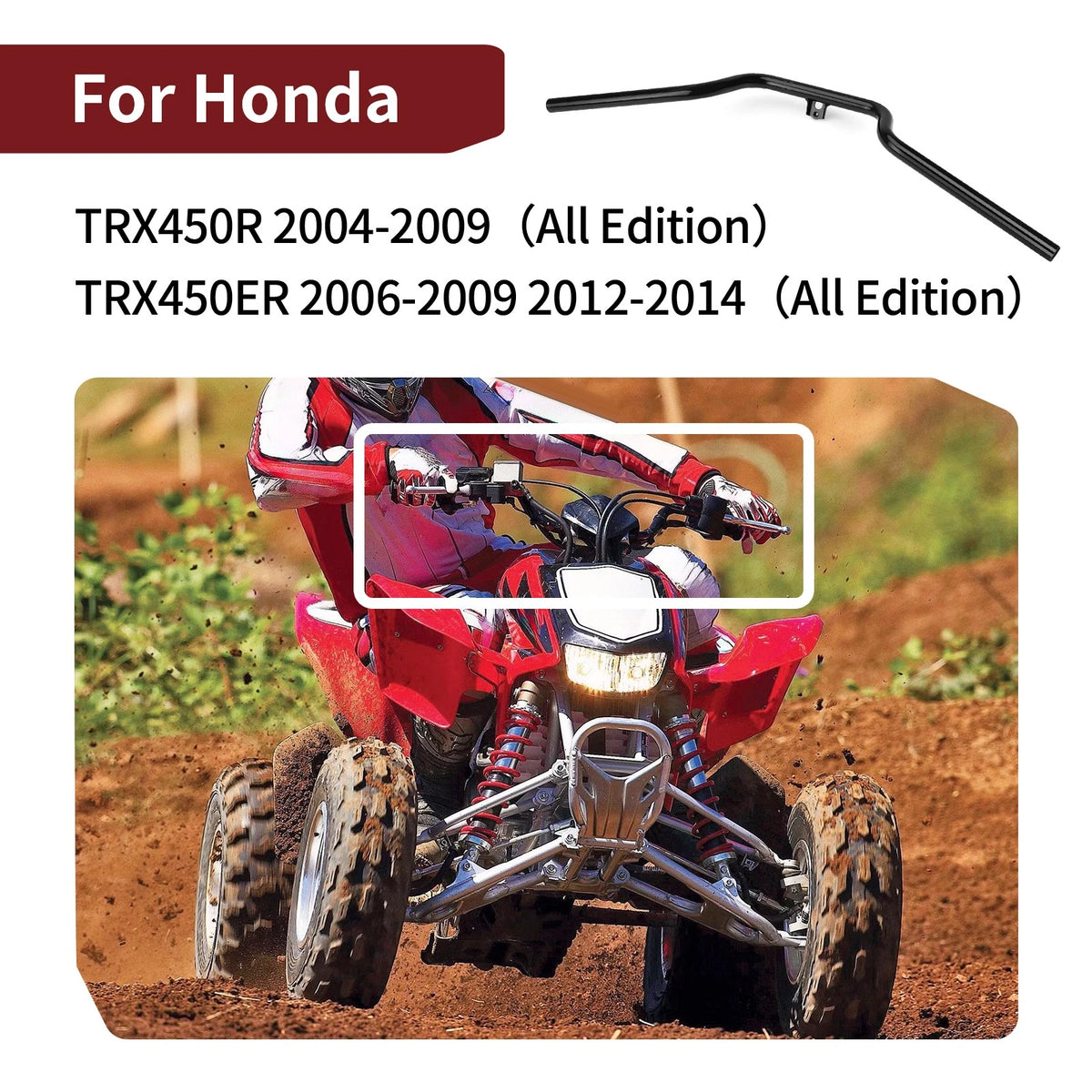 Handlebar Black for Honda TRX450R (2004–2009)