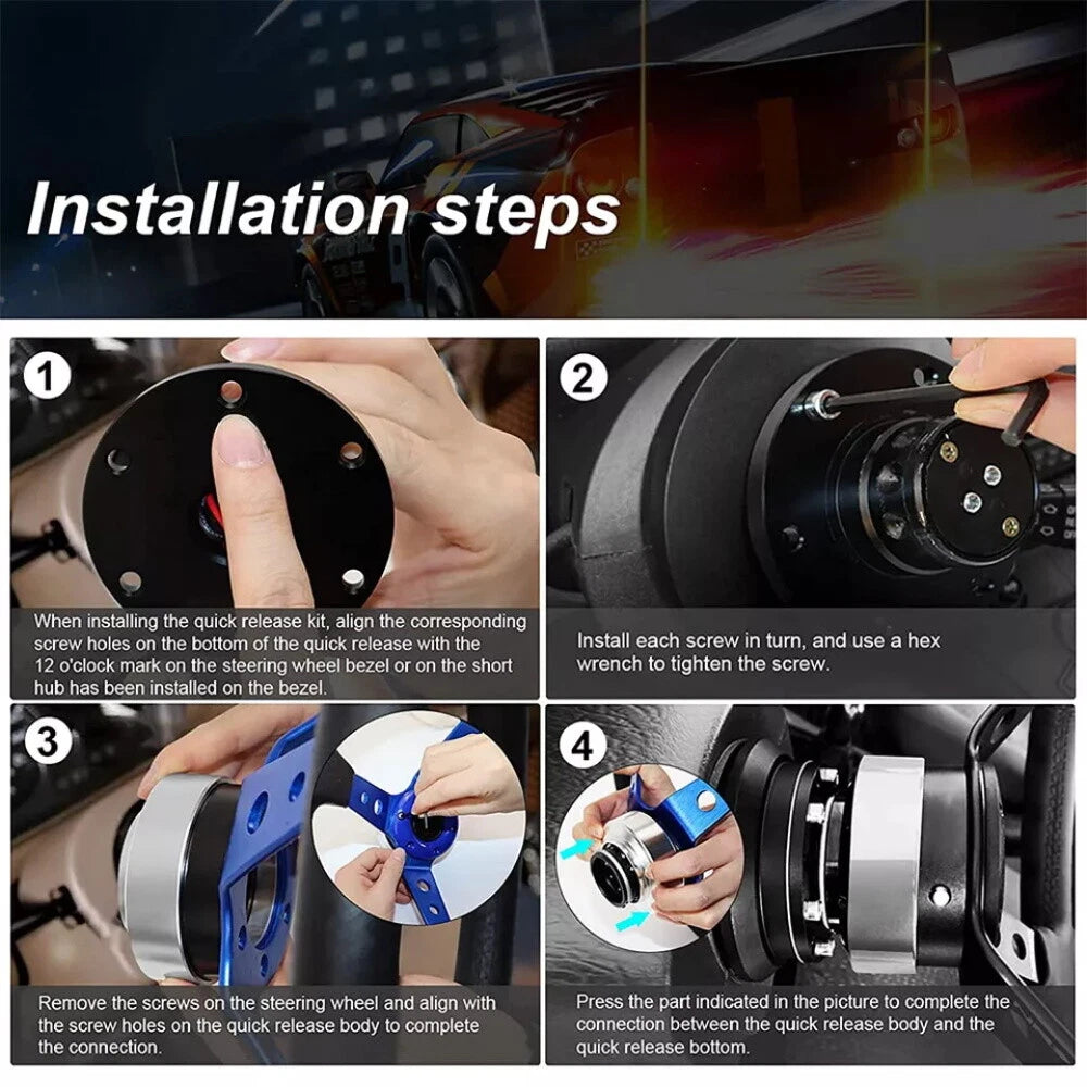 Steering Wheel Quick Release Hub Adapter Snap Off Boss Kit Universal