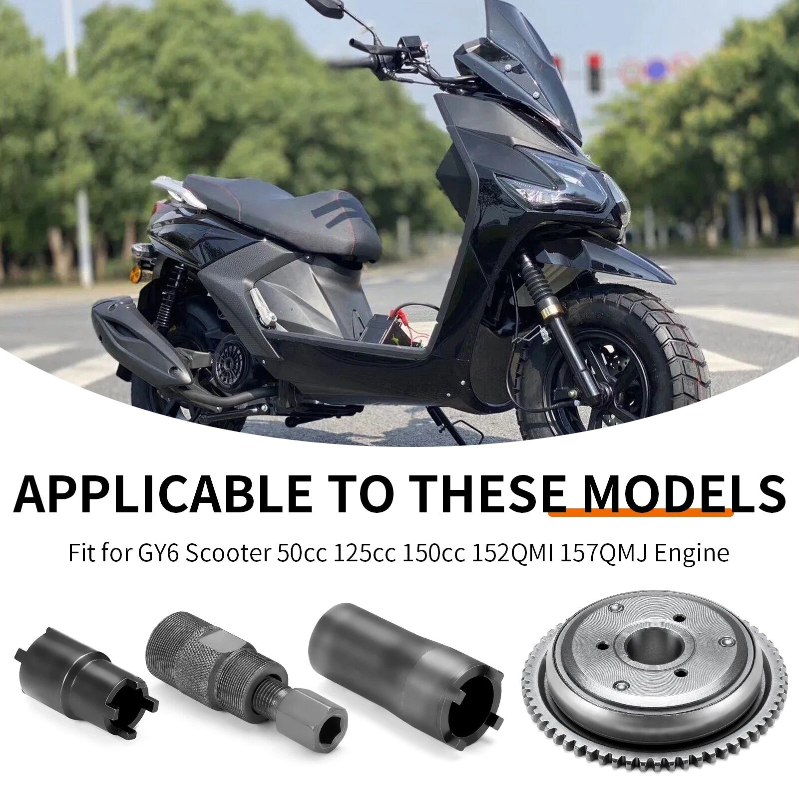 Starter Clutch Tool & Flywheel Puller for GY6 Scooter 125cc 150cc (152QMI 157QMJ)