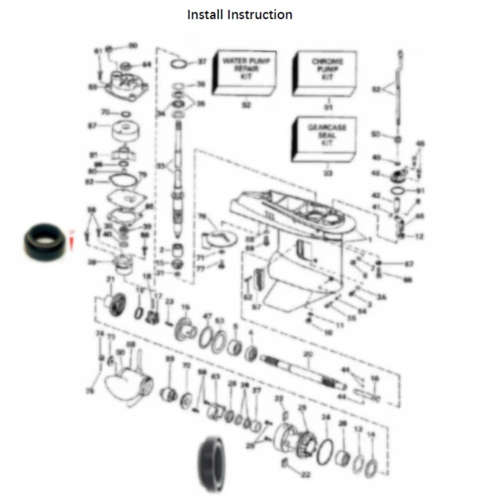 Seal Kit for Johnson Evinrude 35 40 48 50 HP 2 Cylinder Lower Unit (433550)