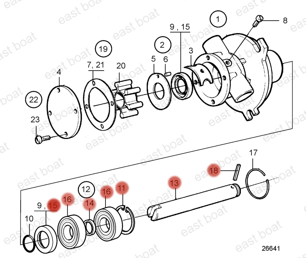 Repair Shaft Kit 21951414 for Johnson 10-24178-2 10-24707-01 (Cooling Pump)