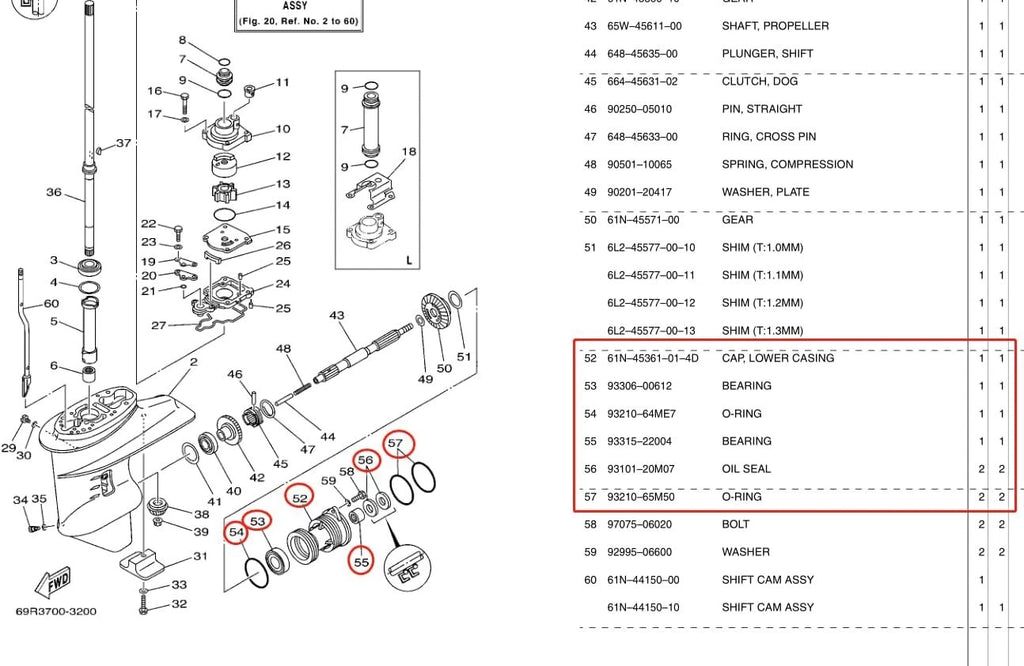 Lower Casing Cap Assy for Yamaha Outboard (61N-45361-01-4D, 93315-22004)