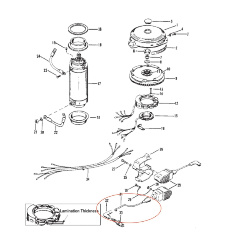 Spark Plug Wire for Mercury 150-175-200HP (9" 813715A1 90816A25 93475A25)