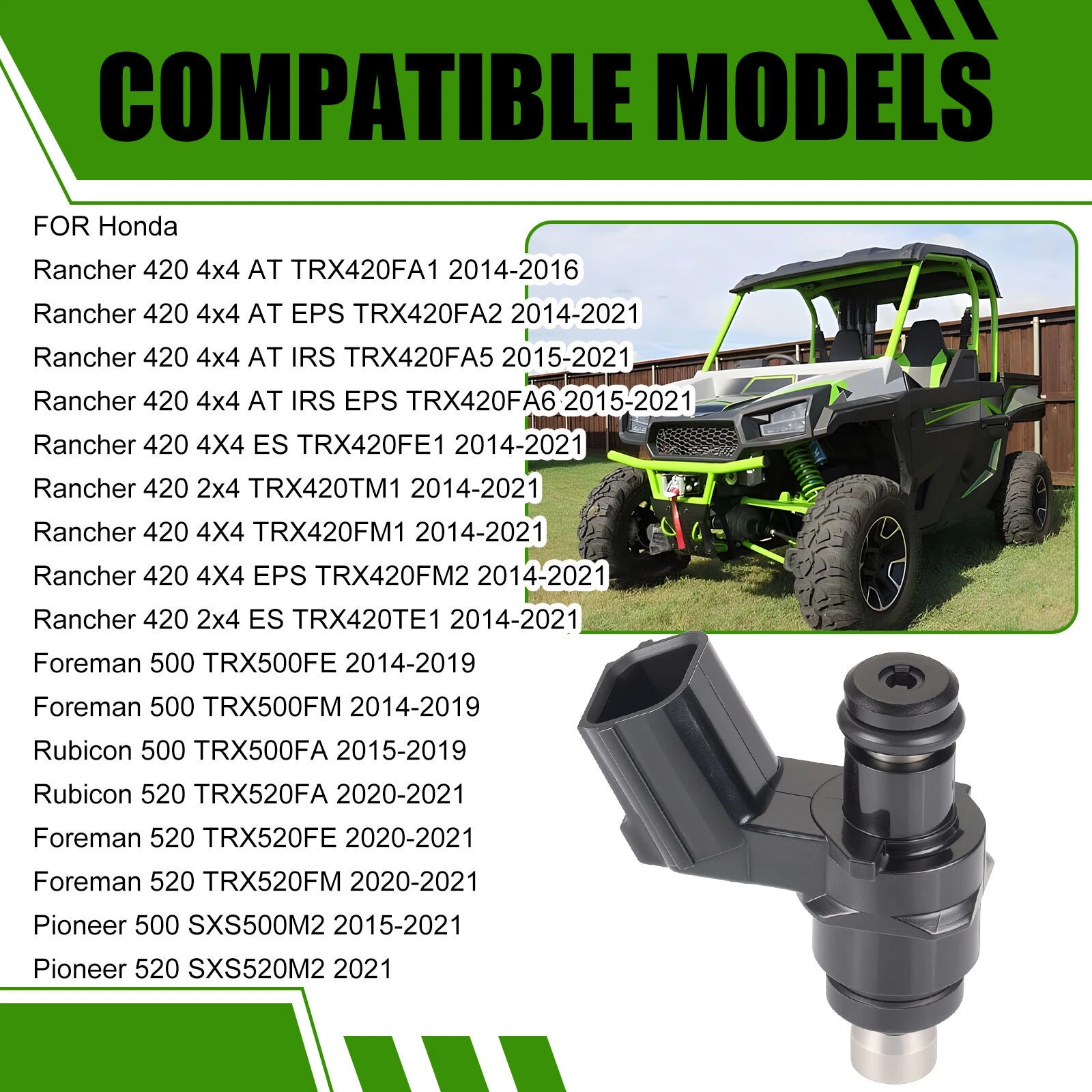 Fuel Injector for Honda Rancher 420 TRX420 (2014–2021) 16450-HR3-A42 16450-HR3-A43
