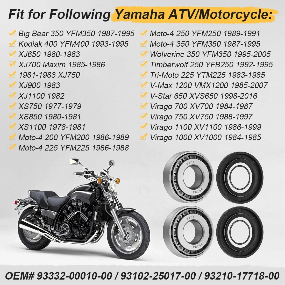 Swing Arm Bearing Seal for Yamaha Timberwolf 250, Tri-Moto 225, V-Star 650, VMX1200 (1985–2007)