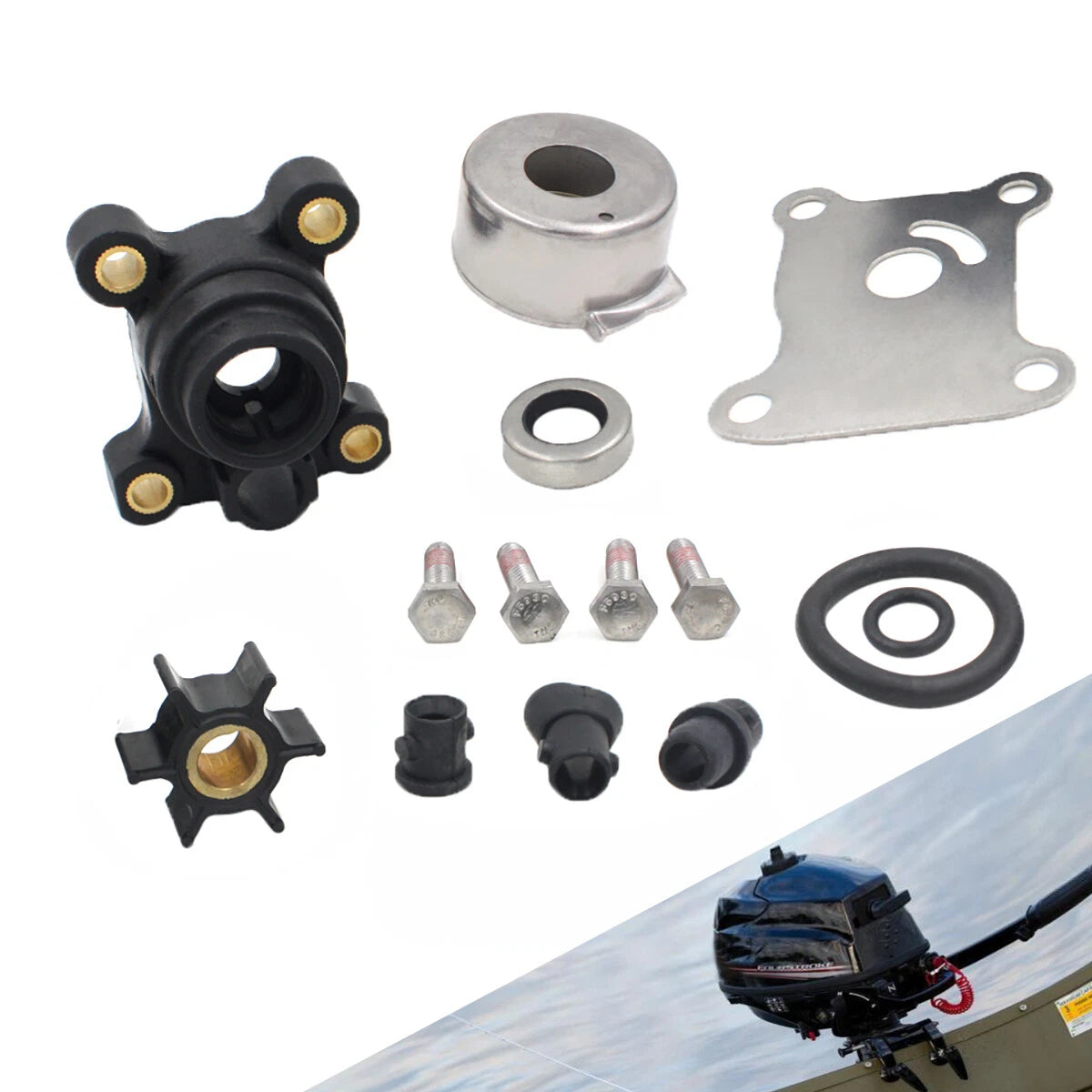 Water Pump Kit for Johnson/Evinrude 9.9 10 15 hp (1974–1975) 0394711 0386697 0391698
