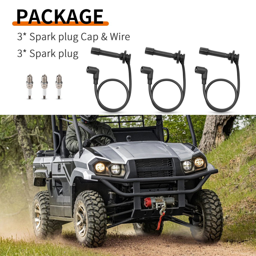 Spark Plug Cap Wire Kit for Kawasaki Mule PROFX PROFXR PROFXT (KAF820 21150-0013)