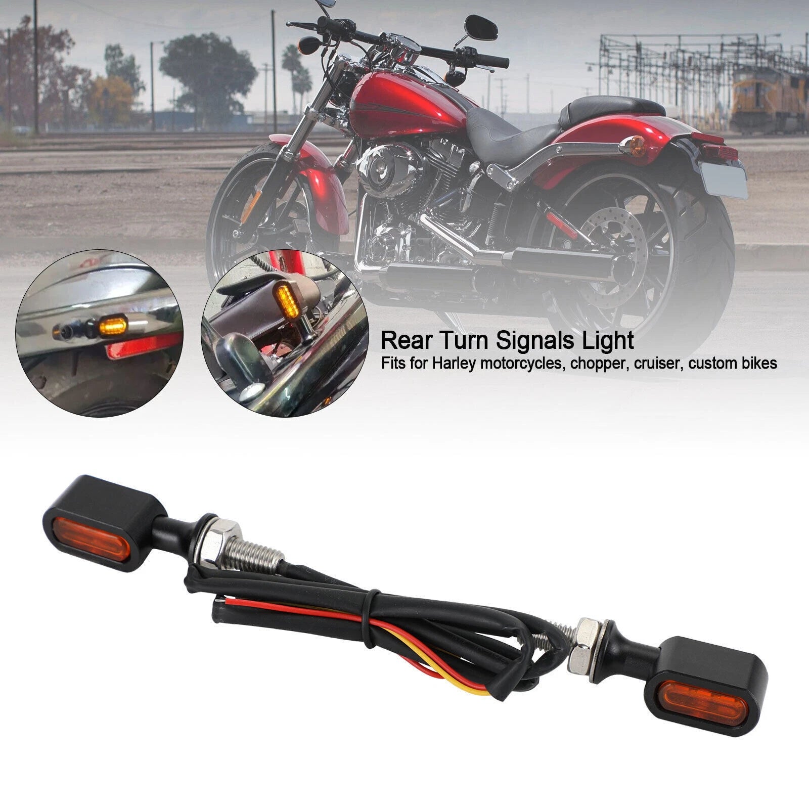 LED Rear Mini Turn Signal Indicator for Harley Sportster Touring Dyna (T9)