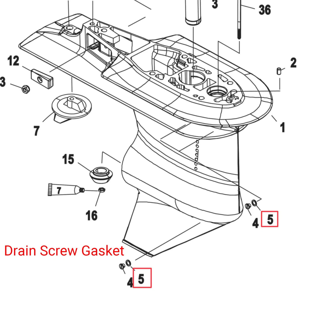 Gearcase Oil Drain Plug Gasket for Mercury Outboard (12-191833, 27-828816)