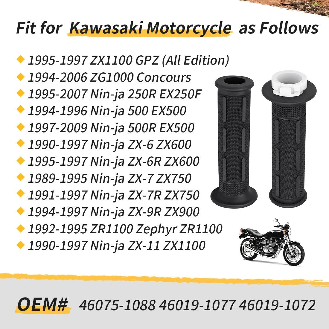 Handle Grips w/ Throttle for Kawasaki Ninja 250R 500 500R EX250F EX500 (1994–2009)