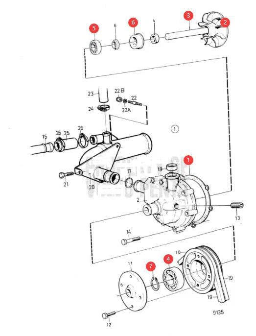 Circulation Pump Rebuild Kit for Volvo Penta AD41 AQADA40 AQAD41 (876794, 876544)