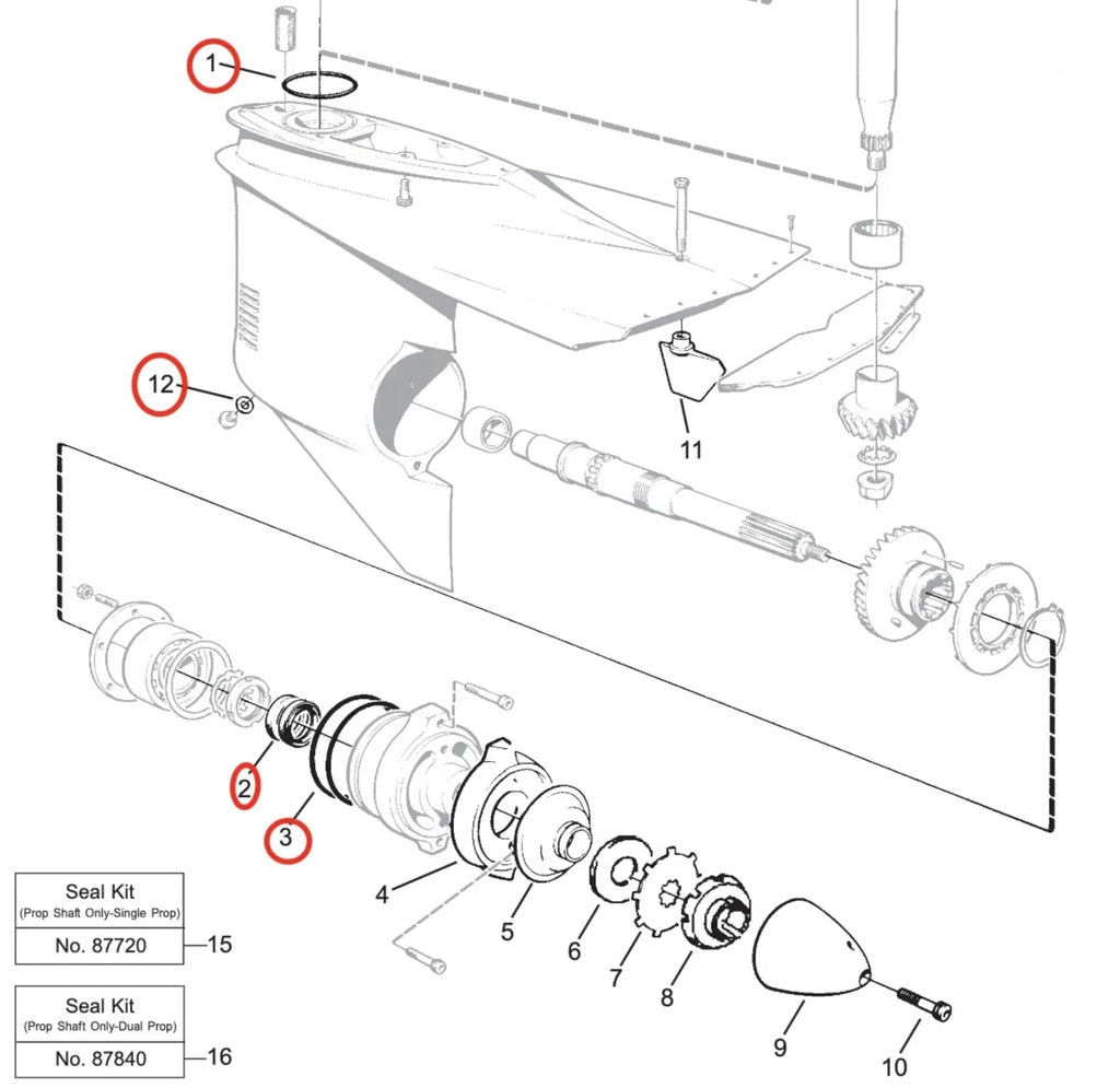 Lower Gearcase Unit Oil Seal with O-ring for Volvo Penta (897426, 925261, 925256, 955974)