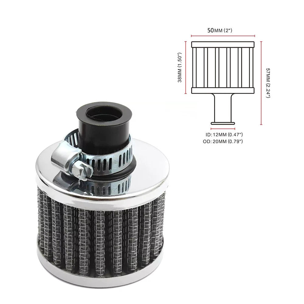 2Pcs Mini Air Intake Filter for Turbo Vent Crankcase Valve Cover