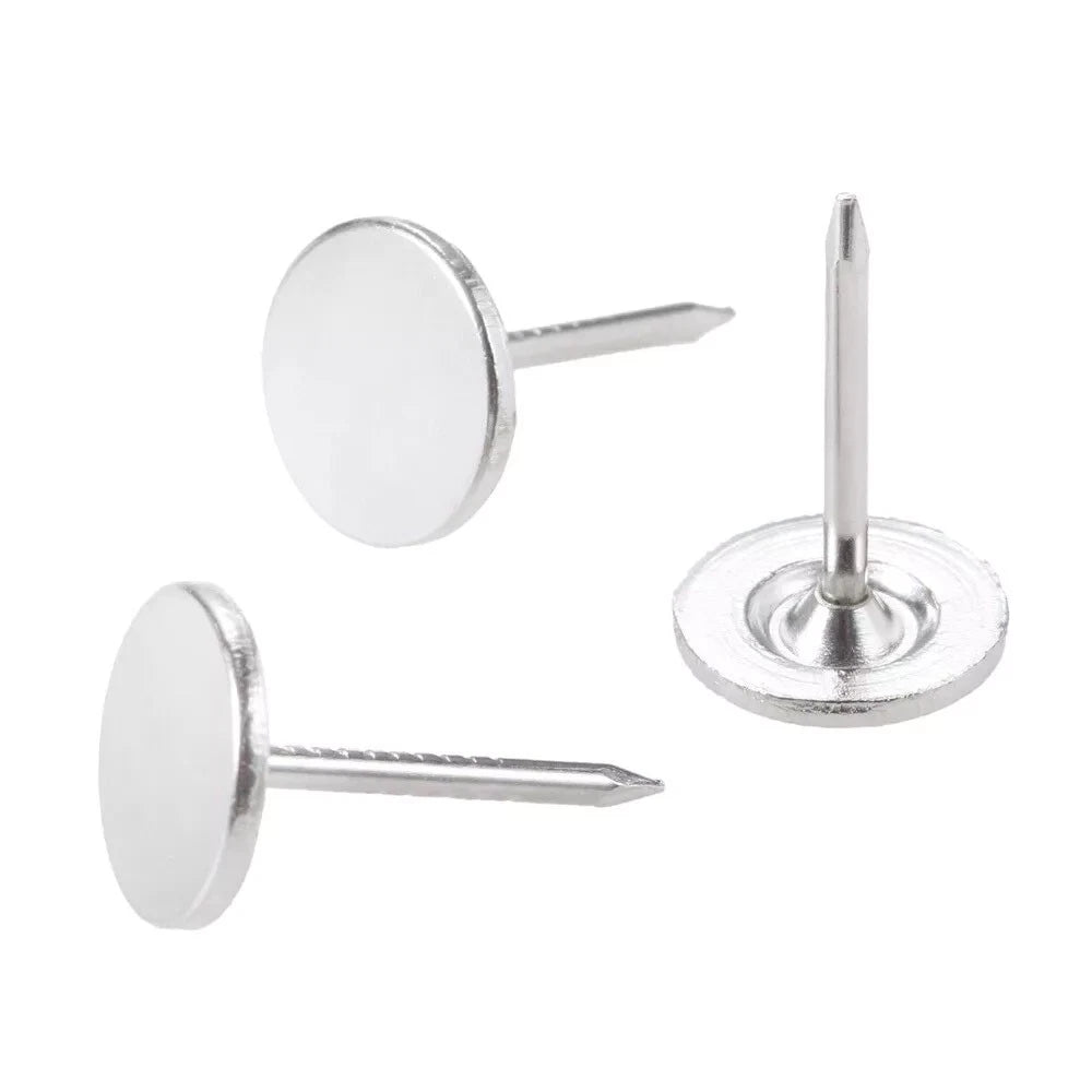 100X Silver Upholstery Nails for Furniture Hardware (Push Pins)