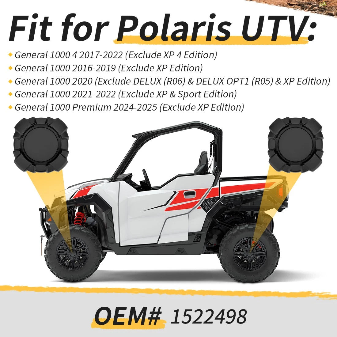 Set of 4 Wheel Center Caps for Polaris General 1000 (2016–2025) #1522498