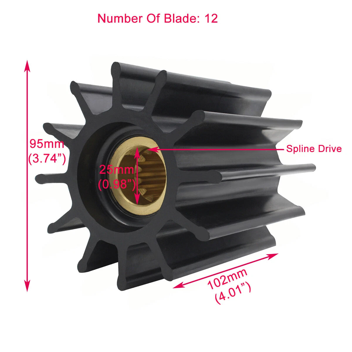 Flexible Impeller for Cummins (4019403, 4933743, Sherwood 18000K, Johnson 09-705BT-1)