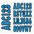 Set of 4 Marine Blue Number and Letter Stickers for Boat & Personal Watercraft