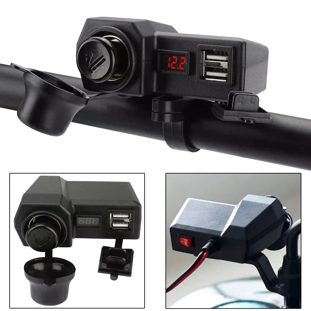 Waterproof USB Power Charger Socket for Motorcycle (Universal Fit)