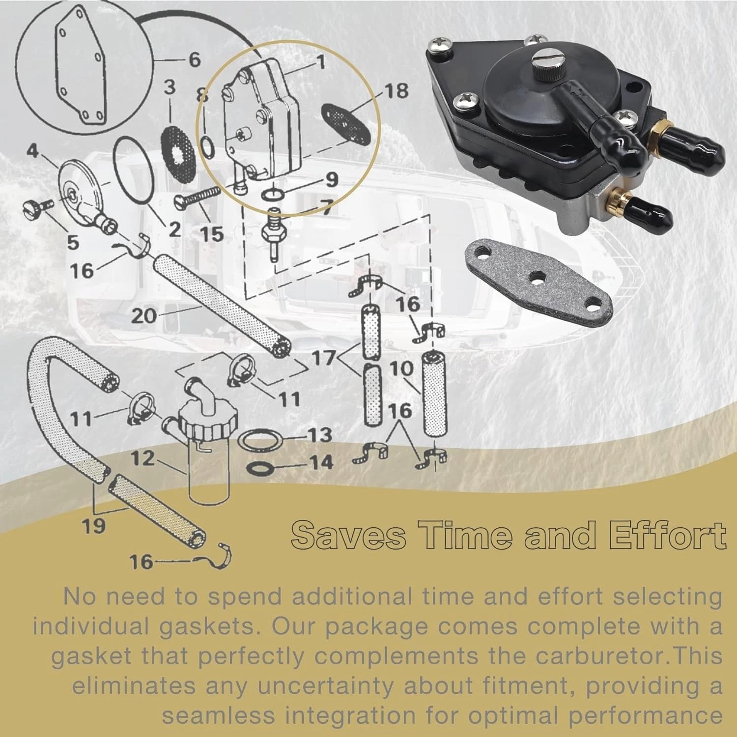 Fuel Pump with Gasket for Johnson Evinrude 25-70 HP