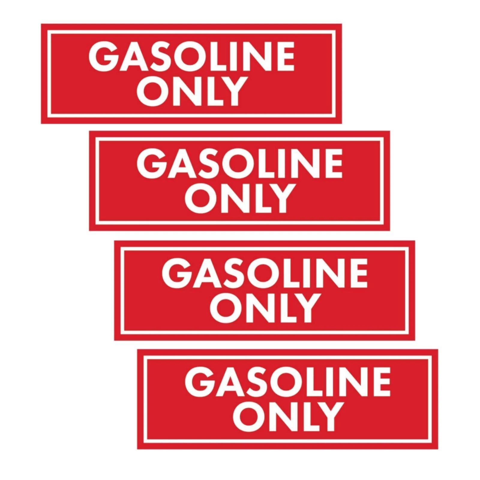 Gasoline Only Stickers Set of 4 for Motors (2" x 6")