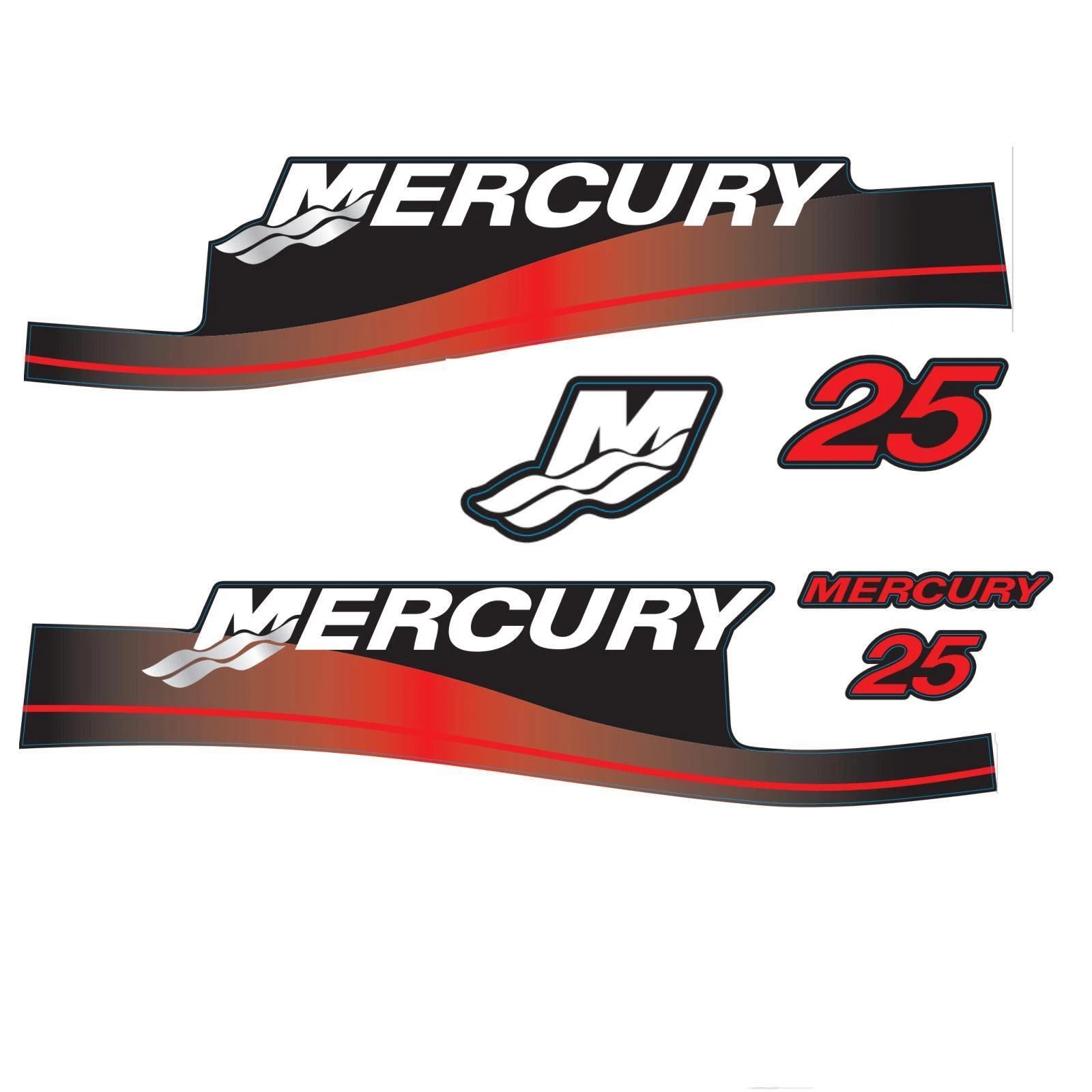 Decals Sticker for Mercury Outboard 25hp 2-Stroke (1999–2006) 808499A00