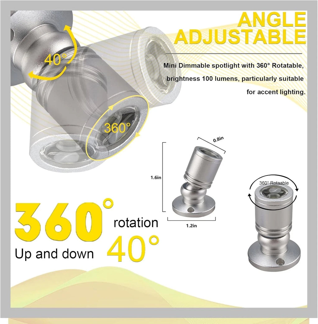 8X Dimmable LED Mini Spotlight for Jewelry Showcase Display (3000K)