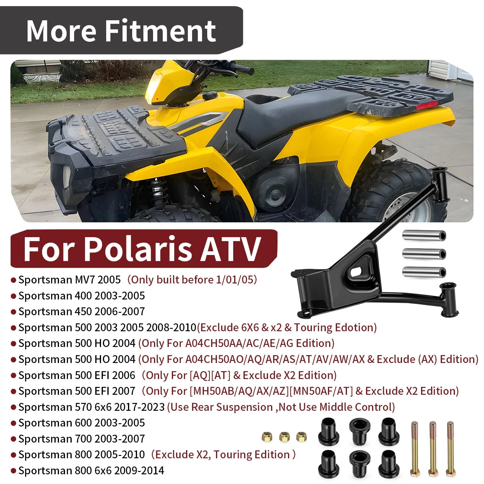 Rear Upper Left A-Arm & Bushing Kit for Polaris Sportsman 800 6x6 (2009–2014)