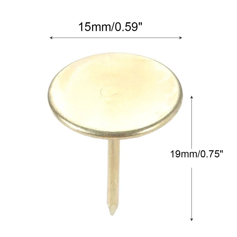 100Pcs Upholstery Nails for Furniture Hardware (Gold)