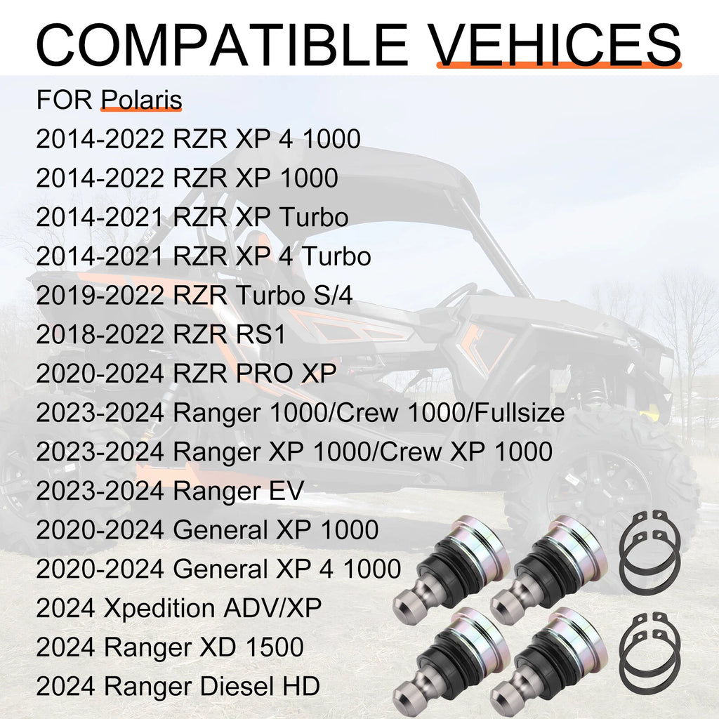 4X Upper Lower Front Ball Joint for Polaris RZR XP 1000 / XP 4 1000 (2014–2022)