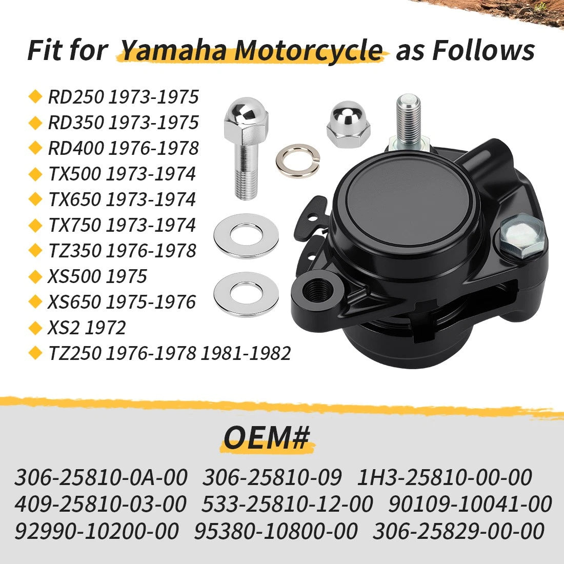 Front Brake Caliper Assembly for Yamaha TZ250 TZ350 XS500 XS650 (1973–1983) 306-25810-0A-00
