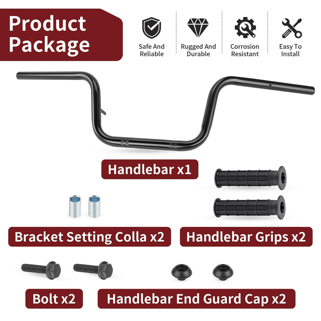 Handlebar with Grips & End Guard for Honda Foreman 500 TRX500TM (2005–2006)