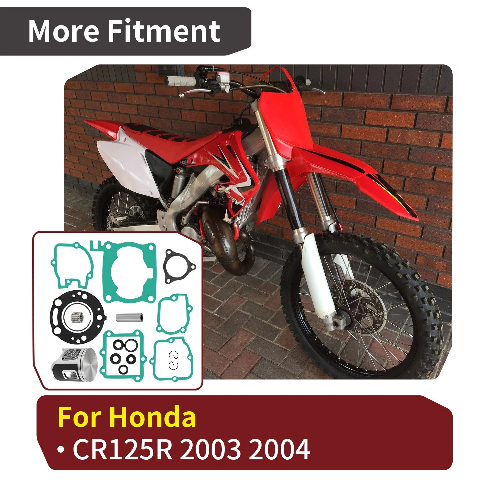 54mm STD B Piston Gasket Top End Rebuild Kit for Honda CR125R (2003–2004)