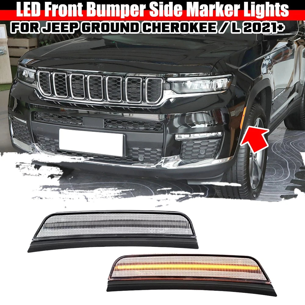 2Pcs Amber Front Bumper Side Marker Light for Jeep Grand Cherokee (2021–2025)