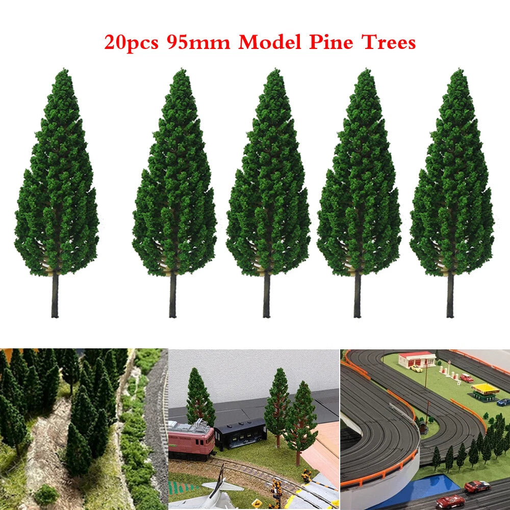 20pc 3.74" Green Pine Tree Scenery for Train Railroad Park (Scale Model)