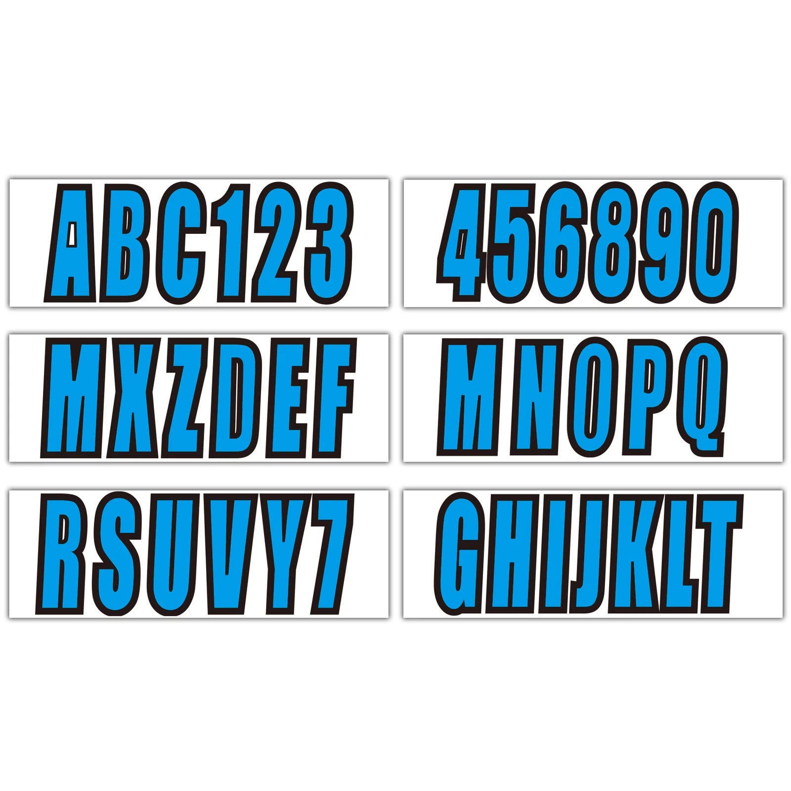 Set of 4 Blue Boat Registration Numbers & Letters Marine Vinyl Stickers