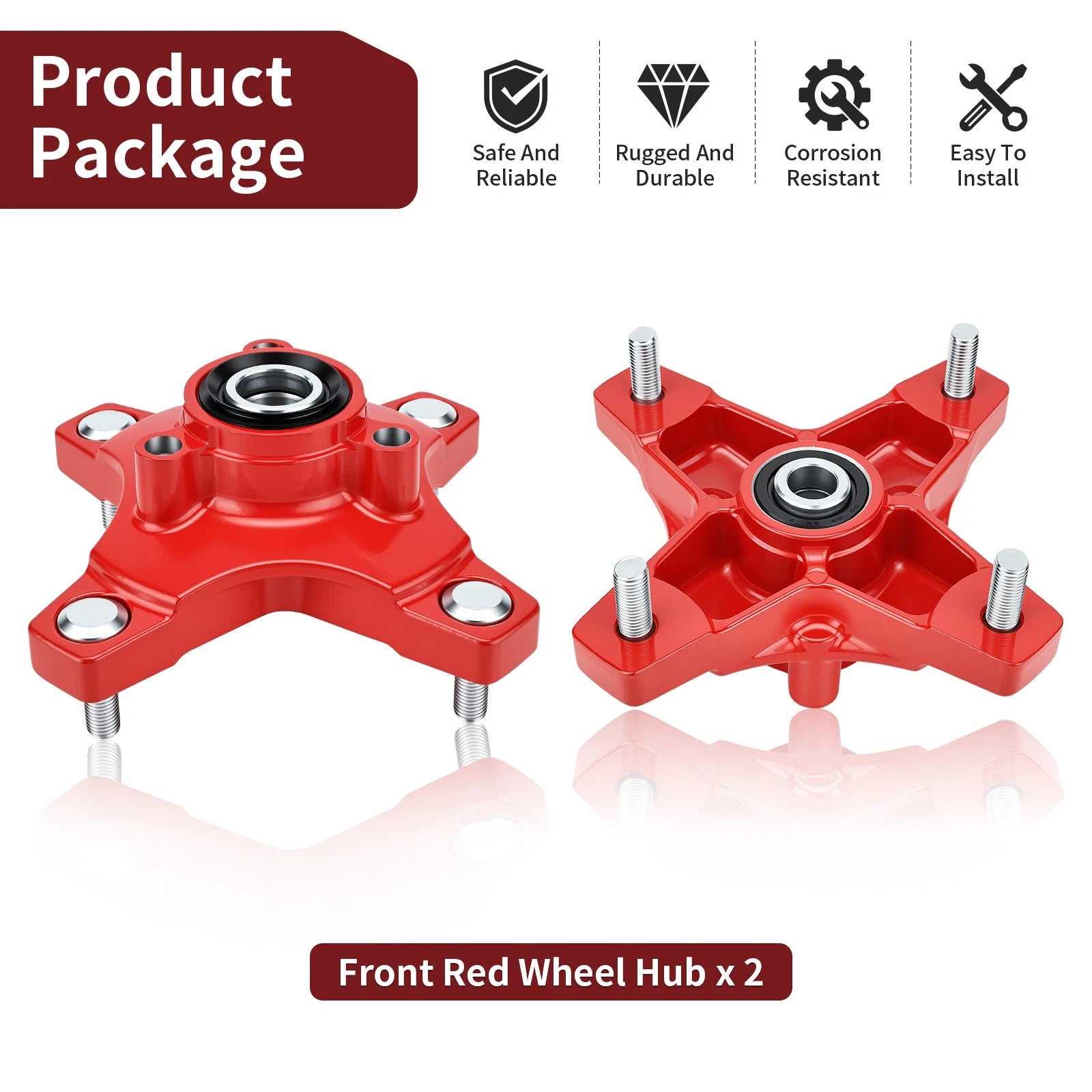 Set of 2 Red Wheel Hubs 44615-HN6-A20 for Honda Sportrax 250 (2001–2008)
