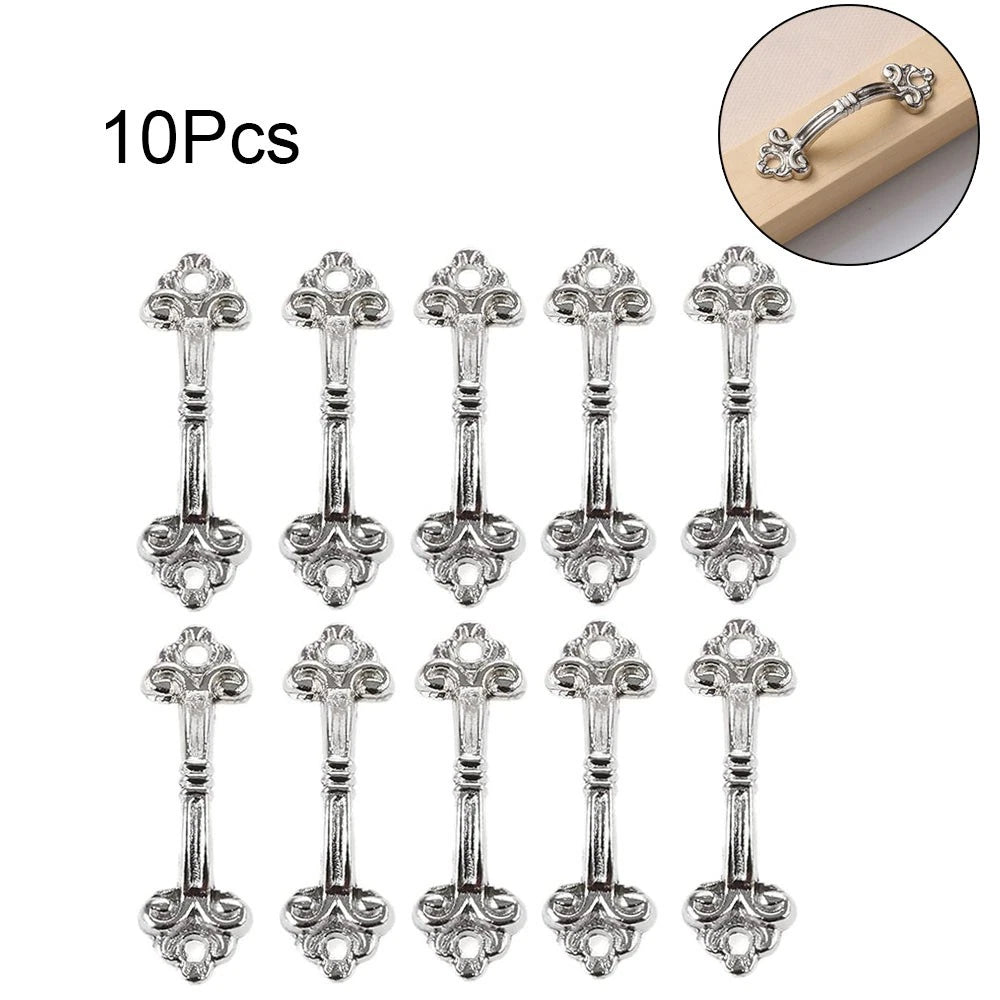 10X Silver Antique Handle Pull Knob for Mini Jewelry Box