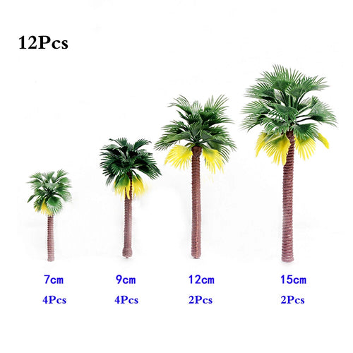 12pcs Coconut Palm Trees for HO O N Scale Scenery