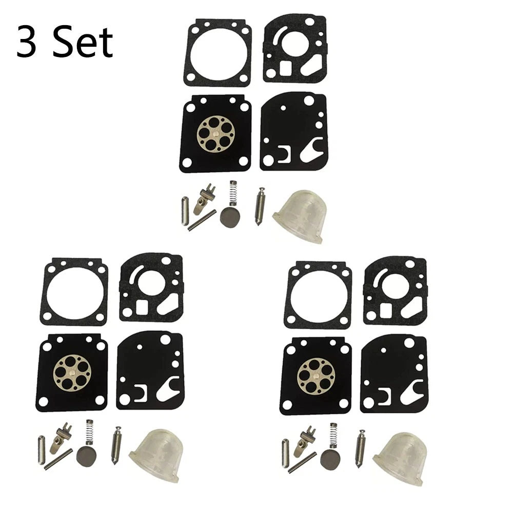 Set of 3 Carburetor Repair Rebuild Kits for Zama RB-115 C1U-W18 C1U-W18A C1U-W24