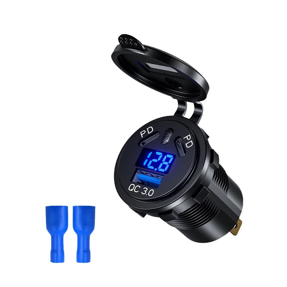 Dual QC3.0 USB Fast Charger Adapter Socket for Universal Vehicles (2010–2023)