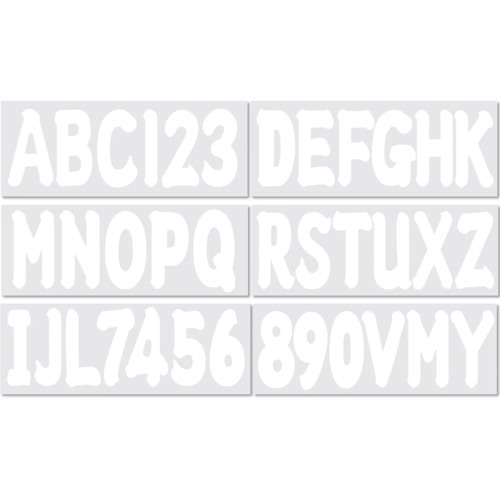Set of 4 White Decal Letters & Numbers for Boat Registration (A-Z, 0-9)
