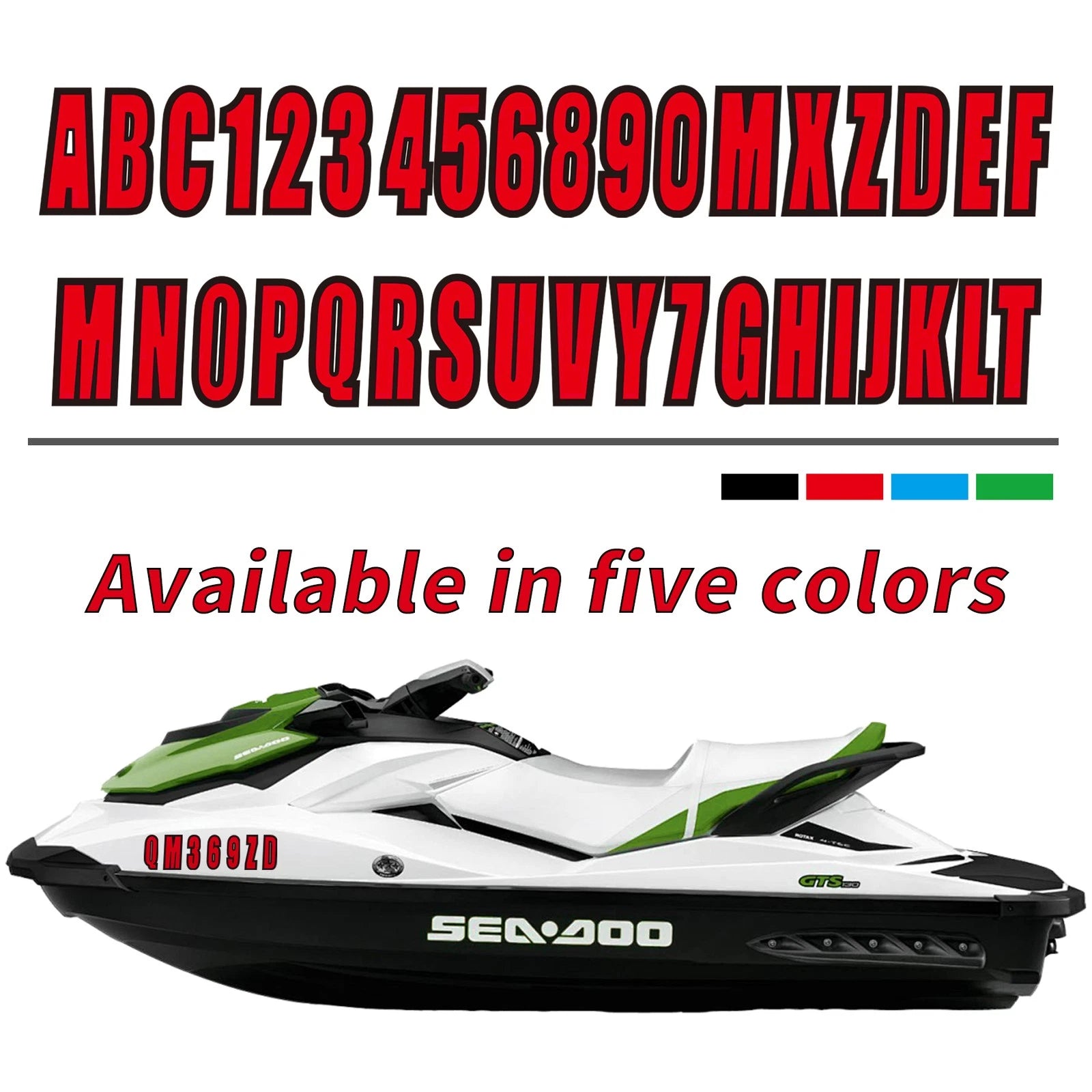 Red Boat Registration Sticker Decals A-Z & 0-9 (Letters & Numbers)