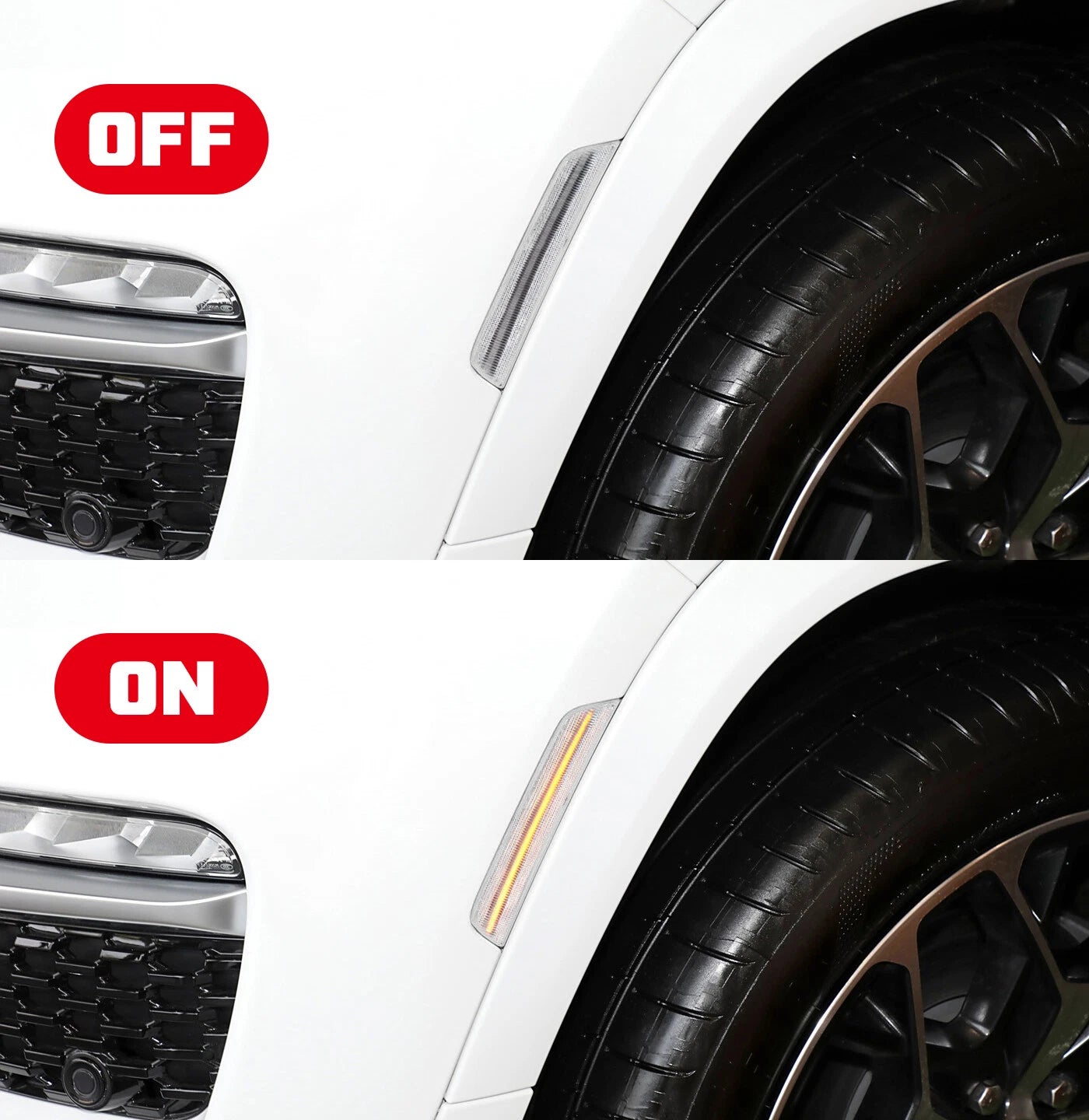 Clear Lens Amber LED Front Bumper Side Marker Lights for Dodge Durango (2021–2025)
